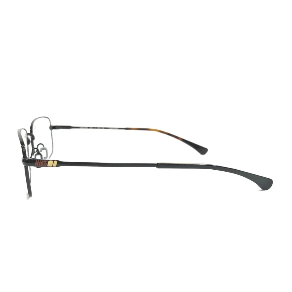 Nike Eyeglasses Frames 8205 001 Shiny Black Rectangle Wire Rim 54-14-140